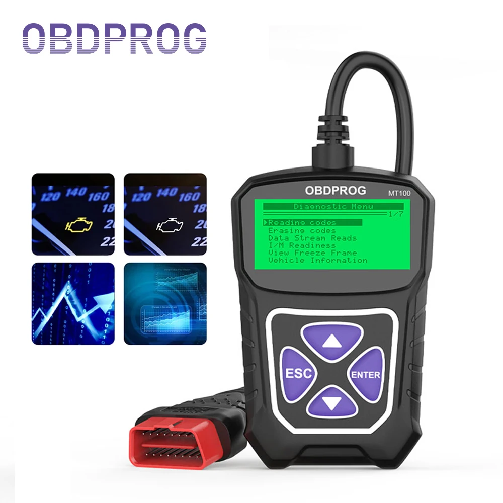 

OBDPROG MT100 OBD2 Scanner Professional Auto EOBD Scanner Engine Analyzer Multi-Language Code Reader Car Diagnostic Tools