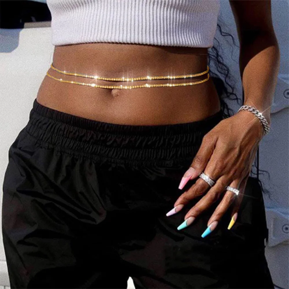 Stonefans Bling Rhinestone Dance Body Belly Waist Chain Belt Jewelry Women Multi Layer Belly Body Chain Sexy Jewelry Accessories