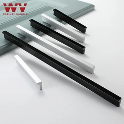 WV Silver Black Kitchen Cabinet Handles Dressers Closet Aluminum Knobs Pulls Drawer Furniture Handle Cupboard Wardrobe Hardware