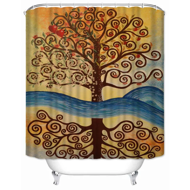 Musife Custom High Quality The Kiss by Gustav Klimt Shower Curtain Waterproof Bathroom Polyester Fabric Bathroom Curtain