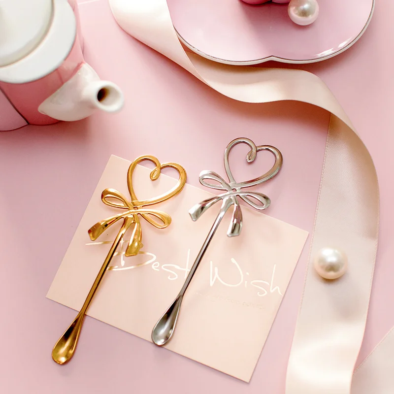 Butterfly Heart Shap Coffee Spoon Tea Dessert Spoon Hanging Teaspoon Glod Silver Spoon Stainless Steel Stir Flatware Dinnerware