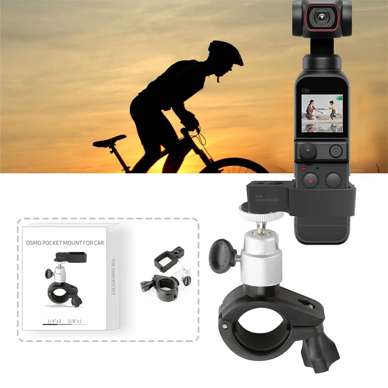 for DJI Pocket 2 Camera Bicycle Holder Mount with 1/4 Inch Screw Motor Bike Bracket Clamp Clip Gimbal  Stabilizer Accessories