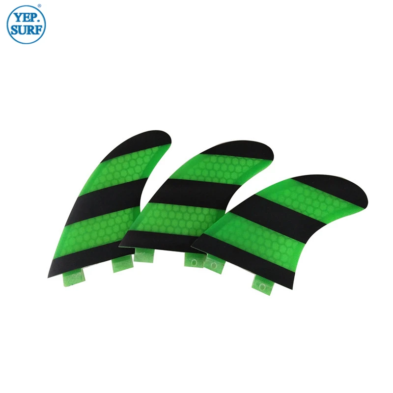 

UPSURF FCS G5 Surfboard FIN M Surf Fin Water Surfing, Green and Black Honeycomb Fiberglass Fin