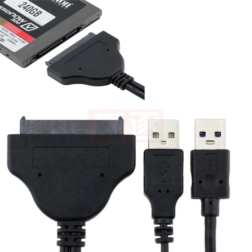외부 전원 하드 디스크 드라이브 변환기용 어댑터 케이블, USB 3.0 또는 USB2.0-SATA 22 핀, 2.5 인치, 3.5 인치 HDD