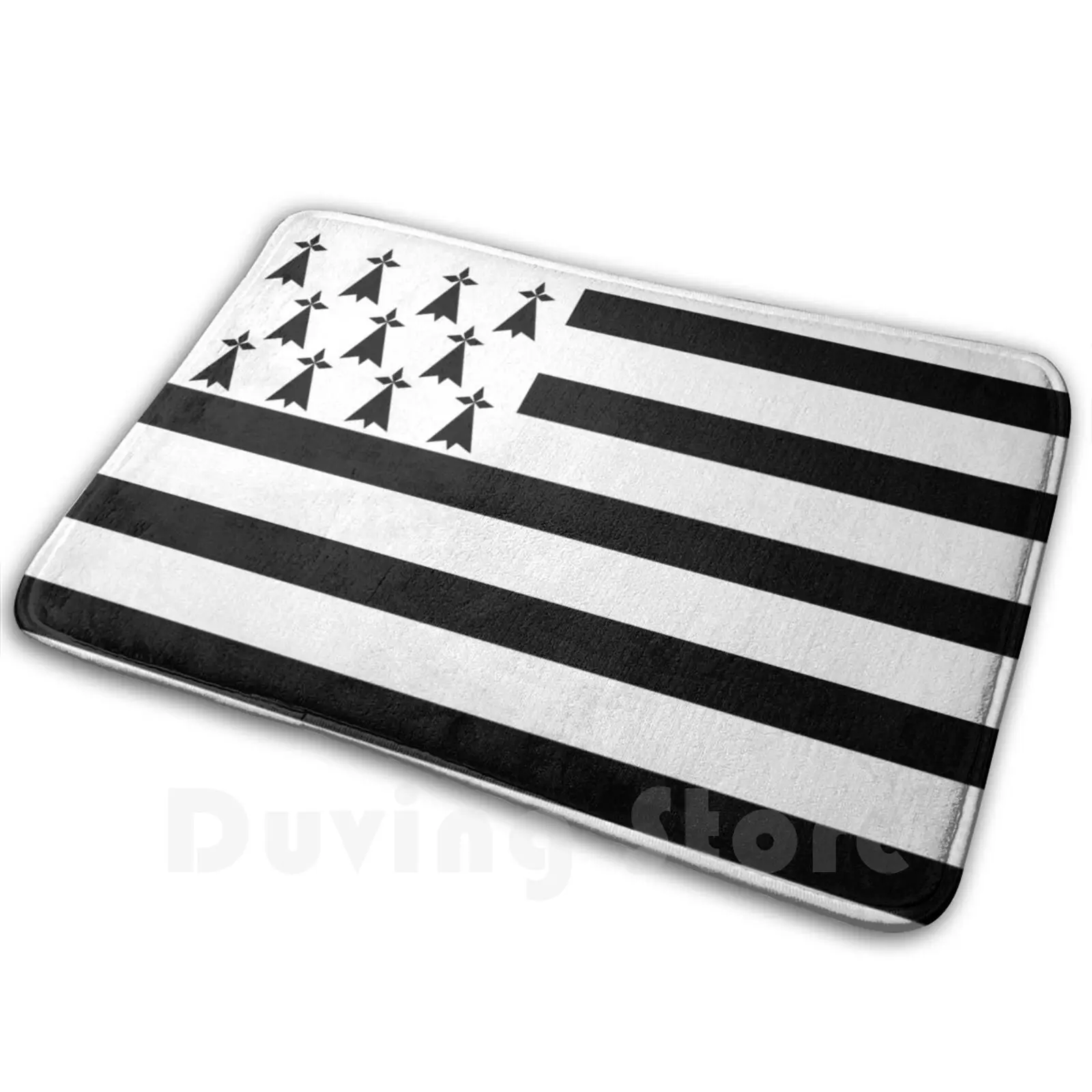 Breton Flag Mat Rug Carpet Anti-Slip Floor Mats Bedroom Gwenn Ha Du Breton Bretagne Breizh France Bzh Carpet Social Distancing