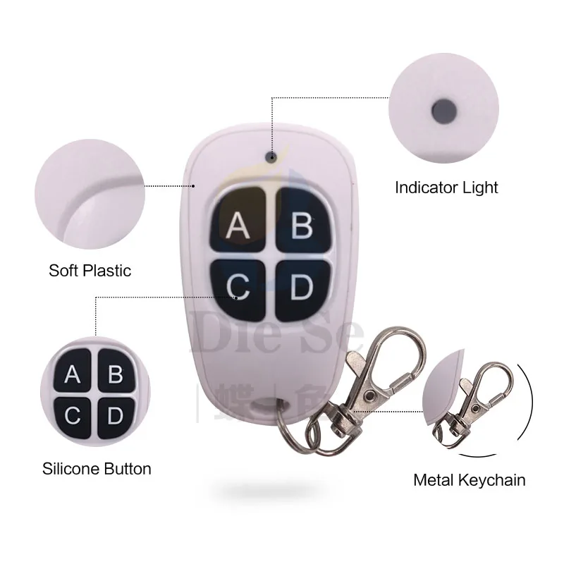 Interruptor de Control remoto inalámbrico, módulo receptor de relé para rf 433MHz, iluminación de garaje, cortina eléctrica, cc 12V 10A 4CH