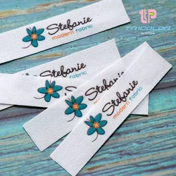 Custom White 100% Cotton Label Custom Brand Label Custom Clothing Label Cotton Ribbon Label, Custom Washable Label 12*60mm