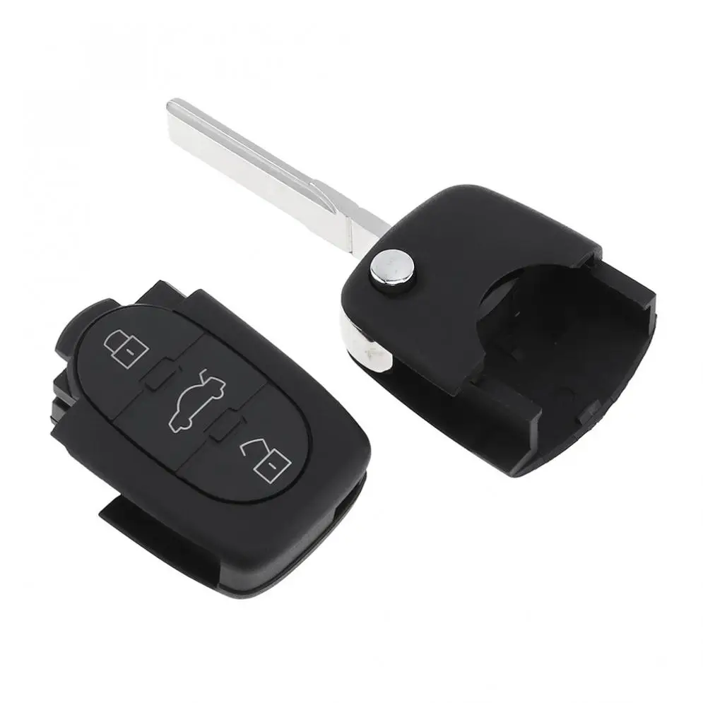 433MHz 3 Buttons Keyless Uncut Flip Remote Key Fob with ID48 Chip 4D0837231K Fit for Audi A3 1999-2002 / A4 1998-2001 / A6 2002