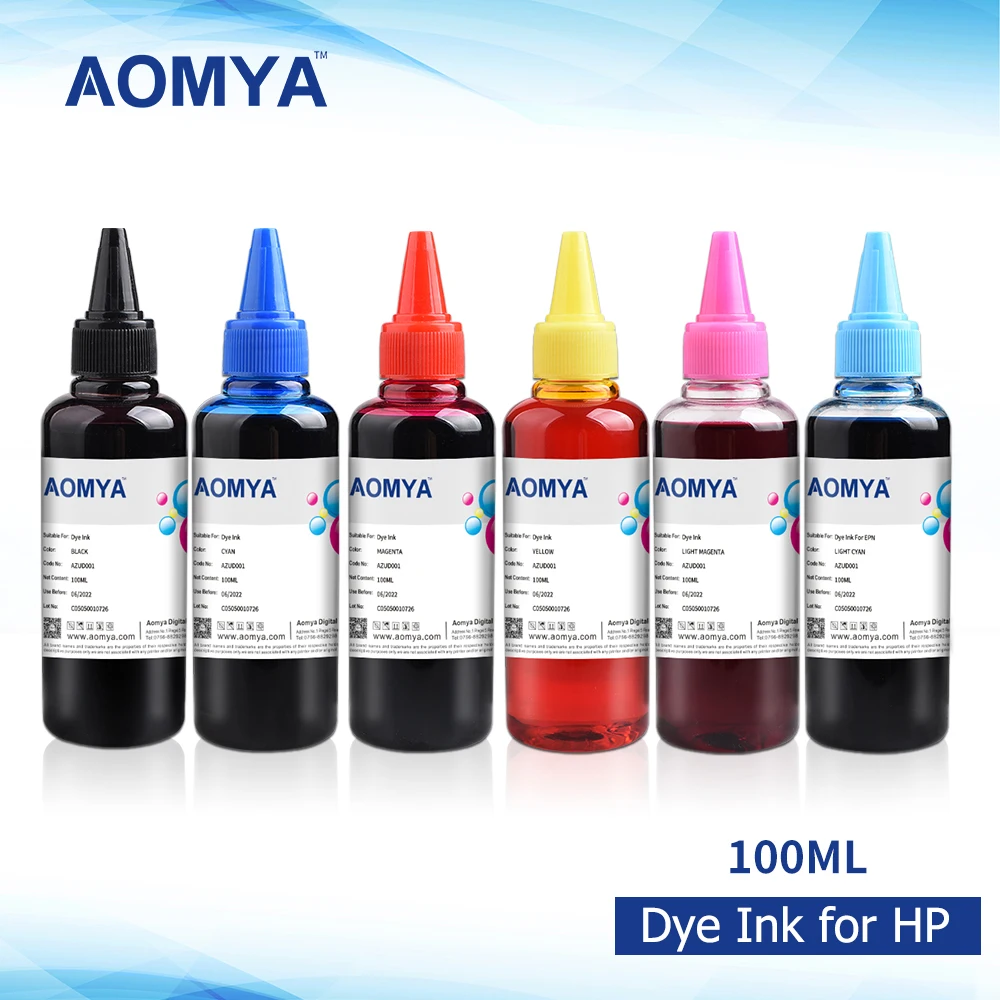 Aomya 6 Colors x 100ml Specialized Refill Ink Kits Compatible For HP 177 Designjet 130 30 90 Inkjet Printer