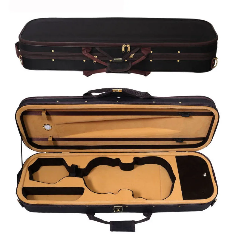 Violin Case 4/4 3/4 1/2 1/4 1/8 black Foam Square Violin Box With hygrometer Violin Accessary