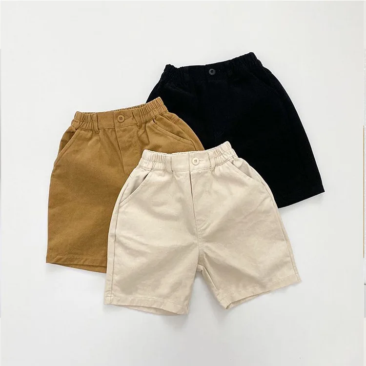 Children's summer new style simple loose western style three-color male and female baby casual five-point pants