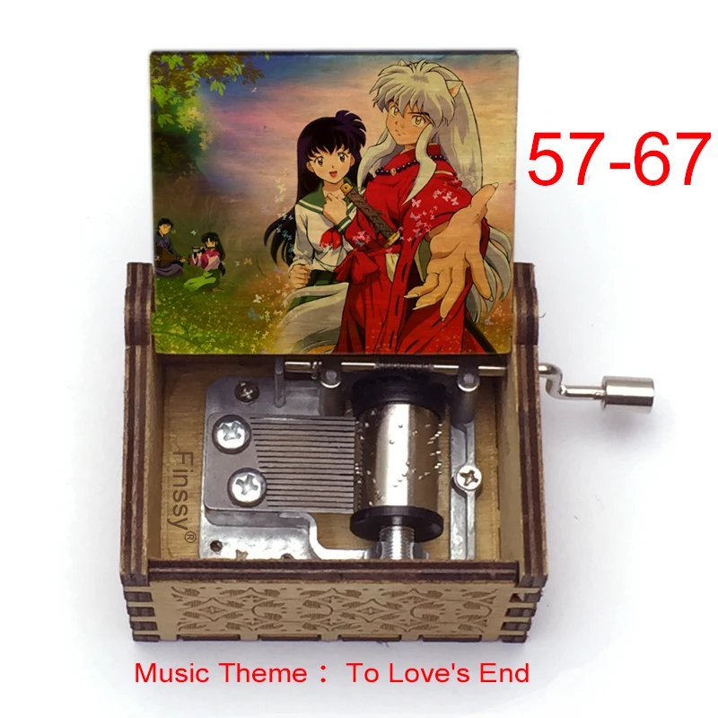 Anime Inuyasha music box Music Theme To Love\'s End Hand Wooden Kagome Kikyo Music Box Anime Fans Kids Students Birthday Gift