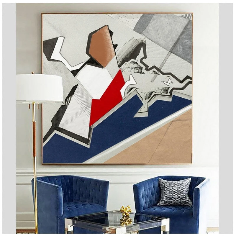 

Modern Living Room Entrance Bedroom Nordic Art Gorgeous Red And Blue Color Spots Abstract Decorative Paintings Art Hotel