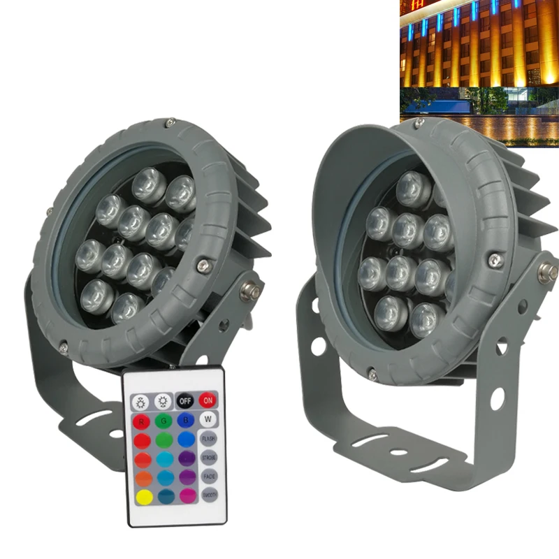 new 12W With memory LED RGB Flood Light Lamp AC110V240V Roman column lighting Led Spotlight with Remote Control Floodlight