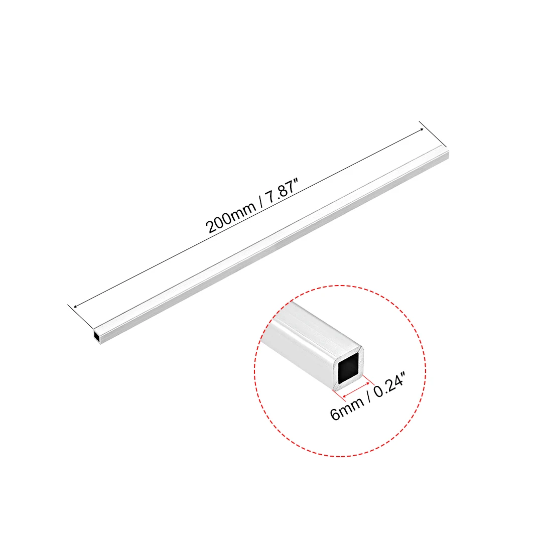 uxcell 4/6Pcs 6063 Aluminum Square Tube 200mm/300mm Length Seamless Straight Pipe Tubing for boat building, modelers трубка