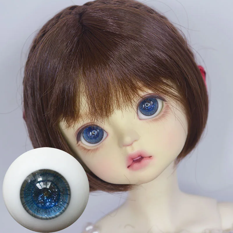 BJD doll eyes are suitable for 12mm 14mm 16mm size human style ice blue flash pupil glass doll accessories