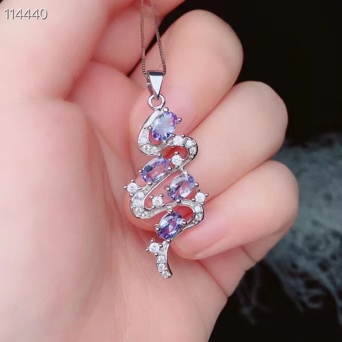 KJJEAXCMY fine jewelry 925 sterling silver inlaid Natural Tanzanite Women trendy elegant Chinese style gem pendant necklace supp