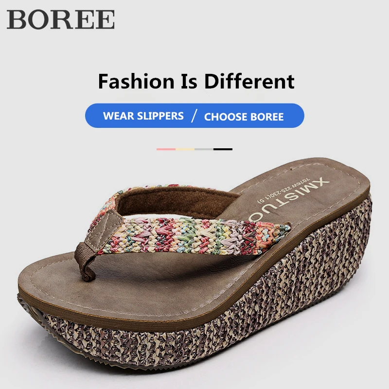 Women Flip Flop Summer Wedges Platform Slippers Outdoor Casual Beach Shoes Woman Heels Anti-slip Wear-resistant Ladies Slippers