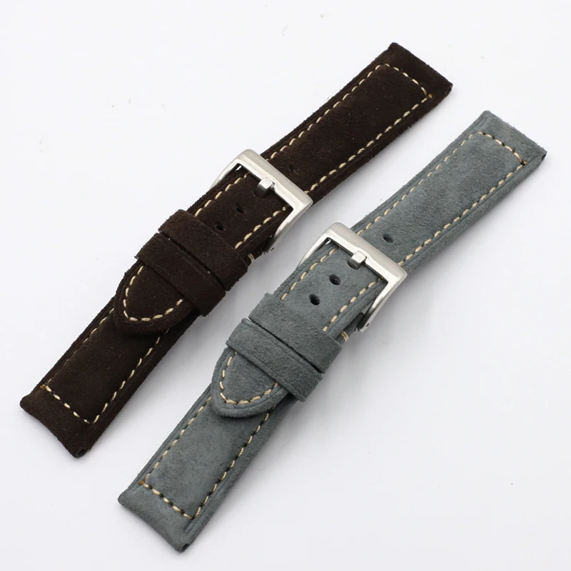 Onthelevel New Suede Leather Soft Watchband 20mm 22mm Watch Strap Gray Coffee Replacement Bracelet Belt For IWC PANERAI #E