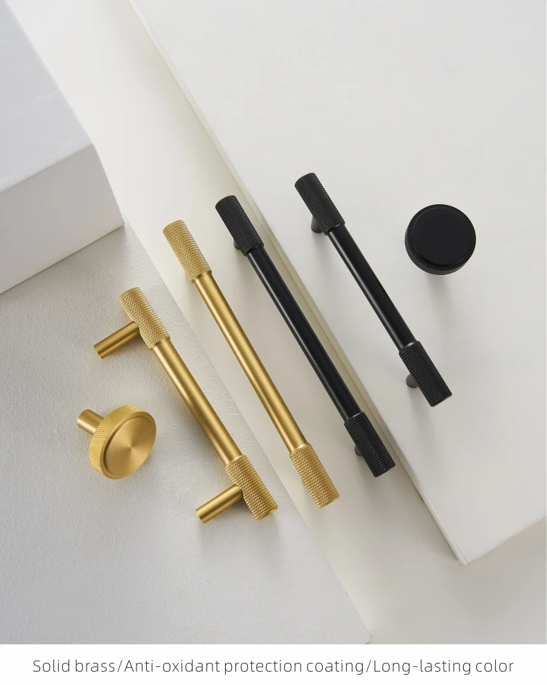 Dooroom Messing-Rändelgriffe, lange runde moderne Griffe für Möbel, Schränke, Kleiderschränke, Kommoden, Schuhschränke, Schubladen, Schränke, Weinregale, Bar-Knöpfe – Detail 6