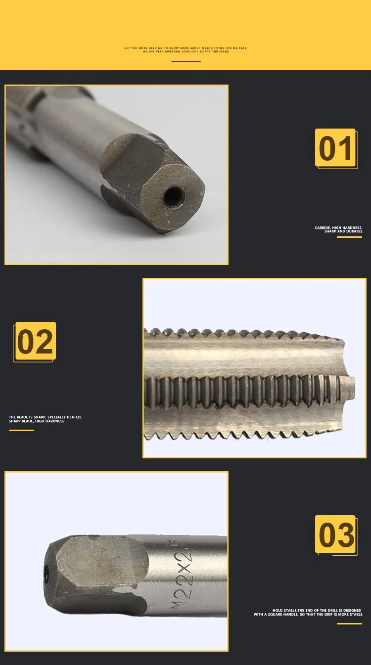 Hss 오른손 탭 드릴 수공구, 나사 나사 메트릭 플러그 탭, M8, M9, M10, M12, 2 개