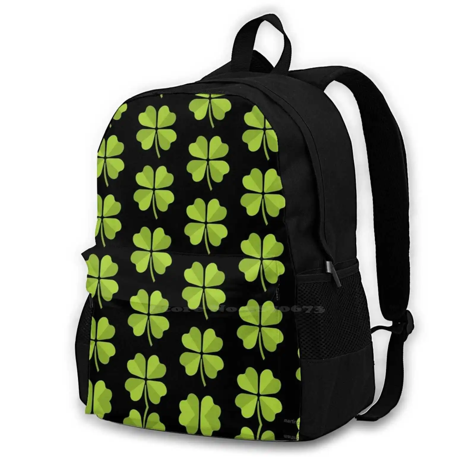 Lucky In Love Hot Sale Schoolbag Backpack Fashion Bags Lucky Heart Shamrock 4Leafclover Green