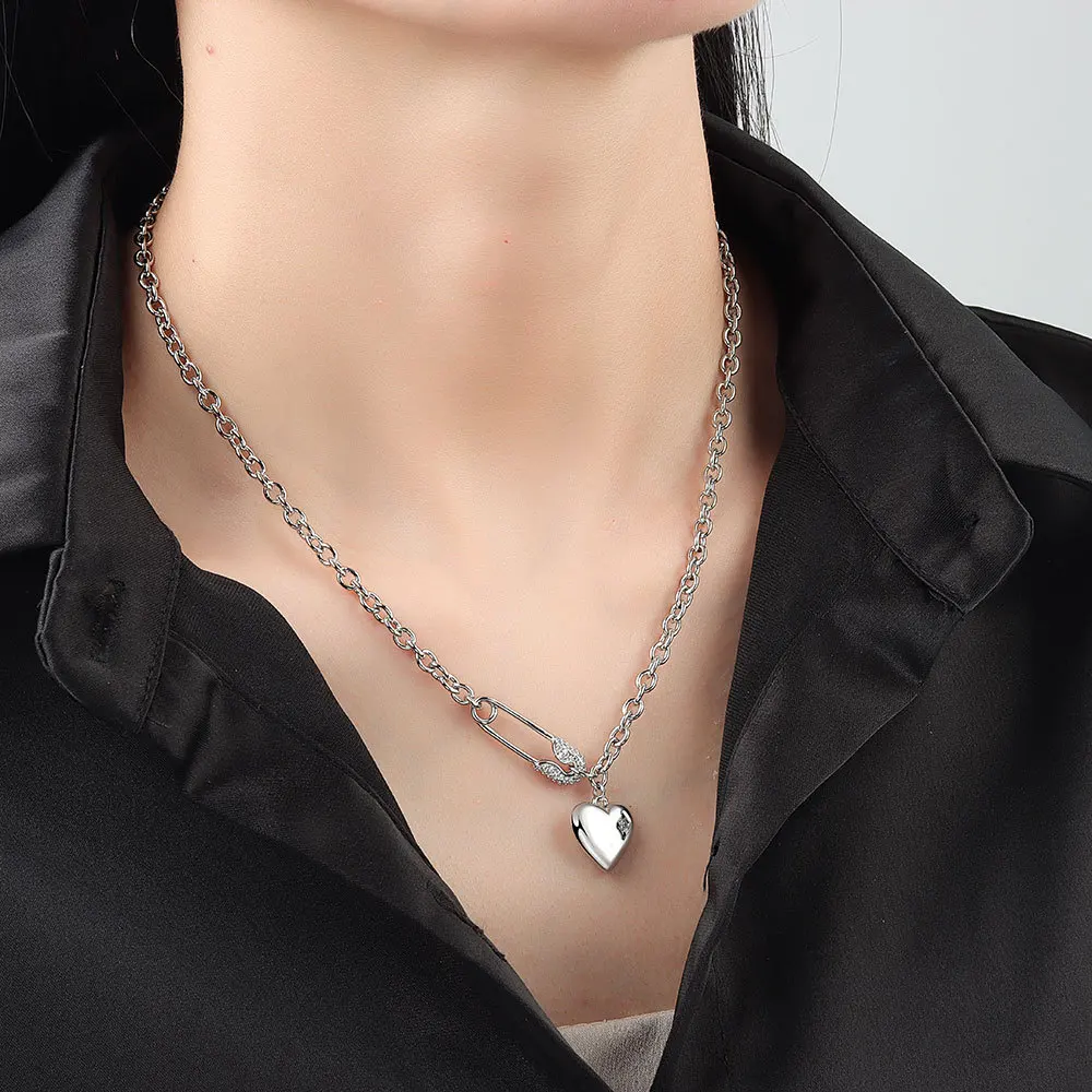 BFCLUB-Collier à réinitialisation en Argent en Forme de Cœur pour Femme, Bijoux en Forme de O, Cadeau de Pyjama, à la Mode