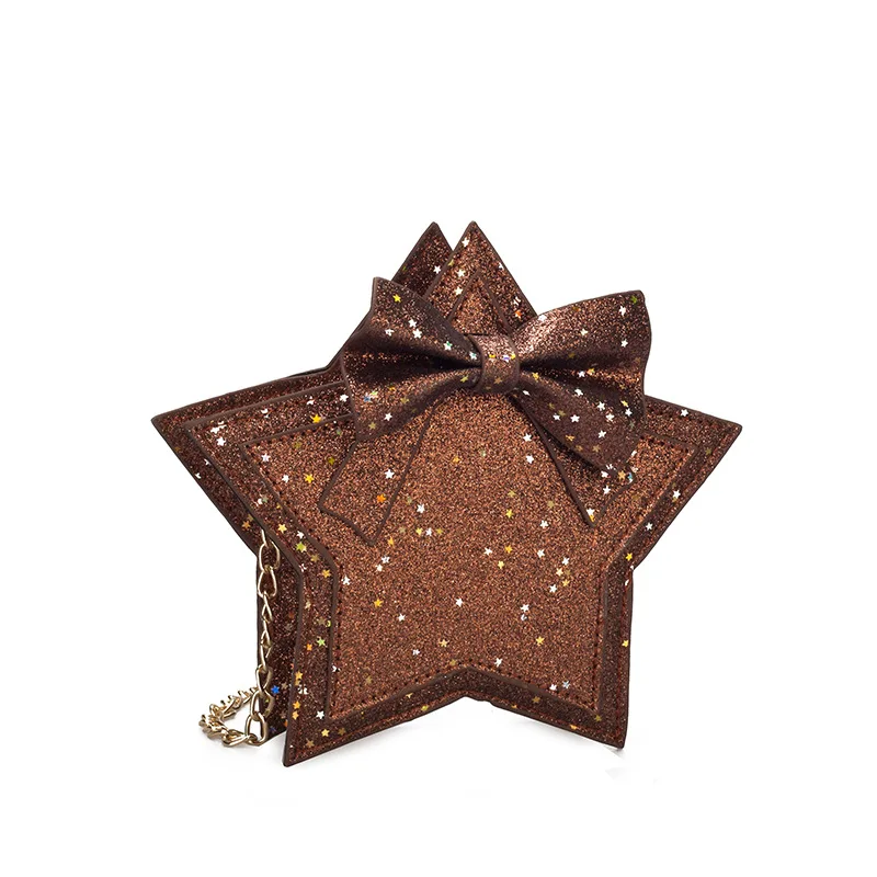 Bolso pequeño de moda para niños, bolsa de hombro individual con lentejuelas de estrella de pentagrama, de princesa encantadora, bandolera inclinada, KBG002, novedad de 2021