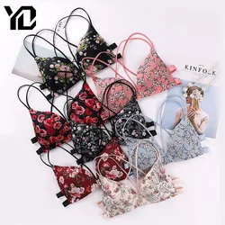 New Fashion Floral Print Push Up Bras For Women Deep V Bras Front Buckle Wireless Bralette Girls Sexy Leopard Underwear Lingerie