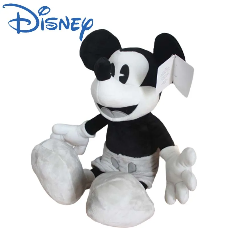 Disney 45CM Black and White Retro Classic Mickey  Mouse Plush Toy Doll Ragdoll Children's Soothing Birthday Girlfriend Gift