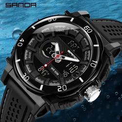 Fashion Sanda Top Brand Thermometer Sport Watch Fashion Casual Waterproof Men's Electronic Digital Quartz Men Relogio Masculino