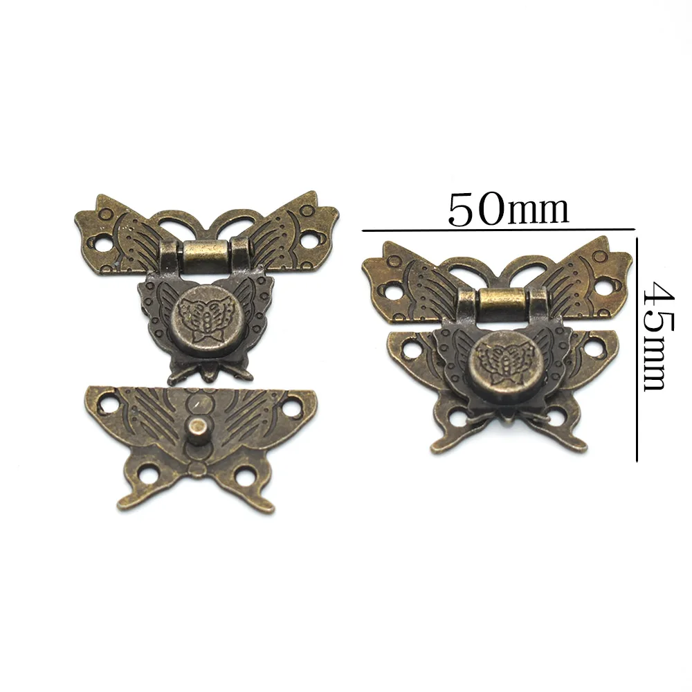 50mm Antique bronze Vintage Box Hasps Metal Lock Catch Latches with screw for Gift Box Suitcase Buckle Clasp Hardware lock 1set