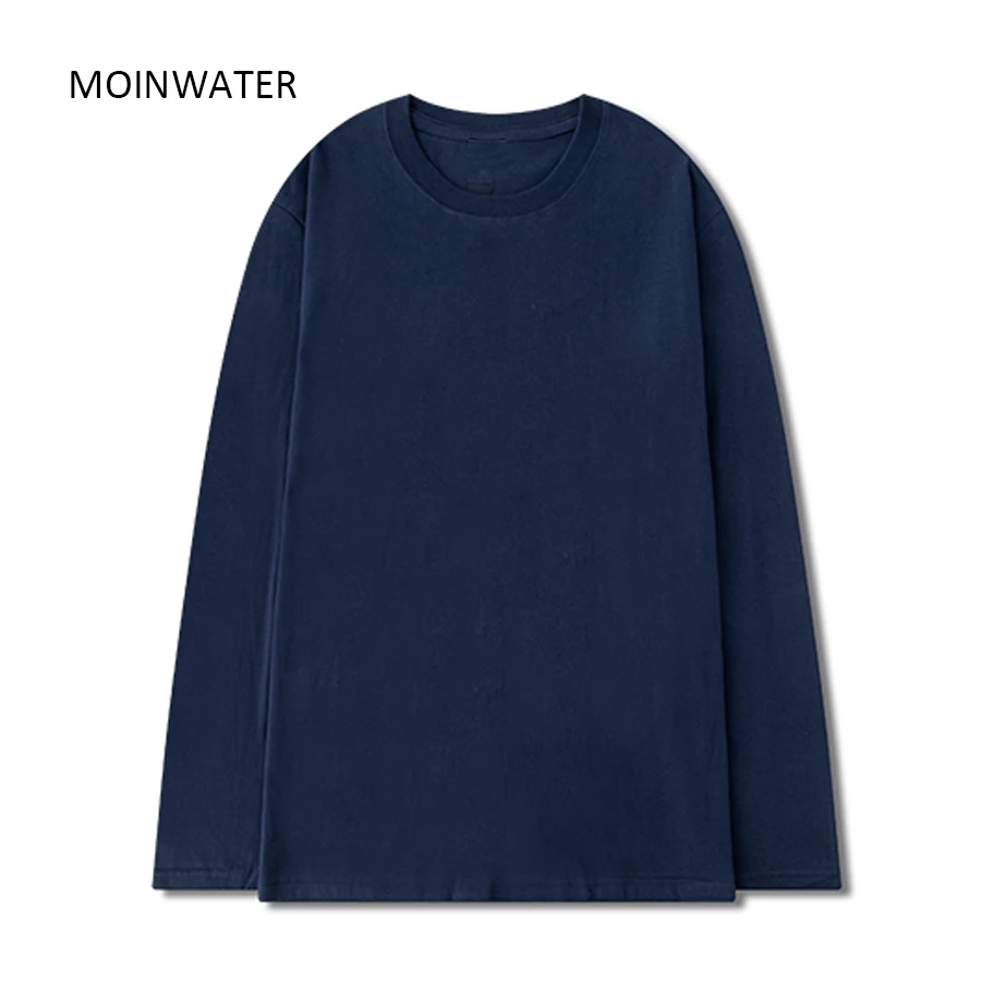 MOINWATER New Women 100% Cotton Long Sleeve T shirts for Autumn Female Green Purple Spring Solid Tees Tops MLT2138