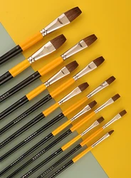 6pcs/set weasel hair Flat peak Acrylic Art Craft Artist Oil Watercolor Painting Paint Brush row pen art supplies