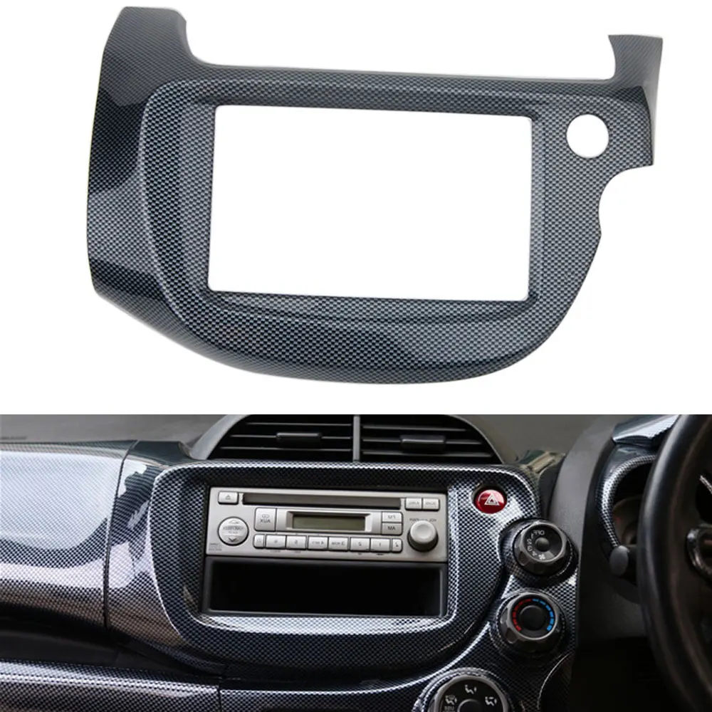 Carbon Fiber ABS Car GPS Navigation Cover Ring Panel Frame Trim For Honda FIT 2008-2013