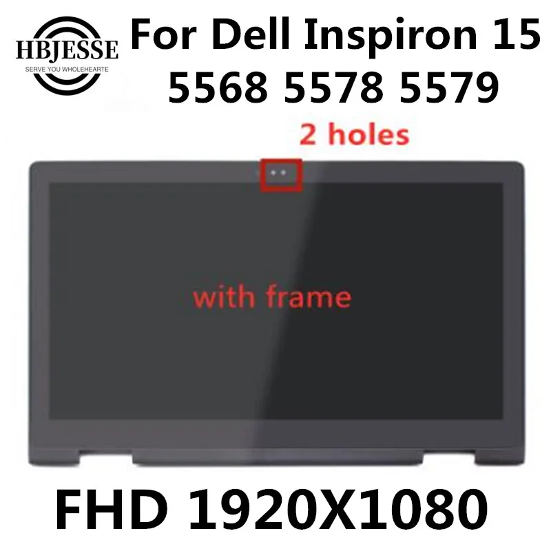 15.6''FHD LCD Display Screen Touch Glass Digitizer Panel Assembly+Frame 40 pins For Dell Inspiron 15 5568 5578 5579 P58F P58F001