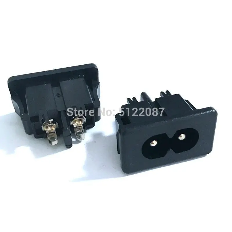 10Pcs BX 180 Black Male Plug IEC320 C8 Power Socket Connector AC 250V 2.5A 2Pin 8 Word Socket AC Power Outlet Connector BX180-C