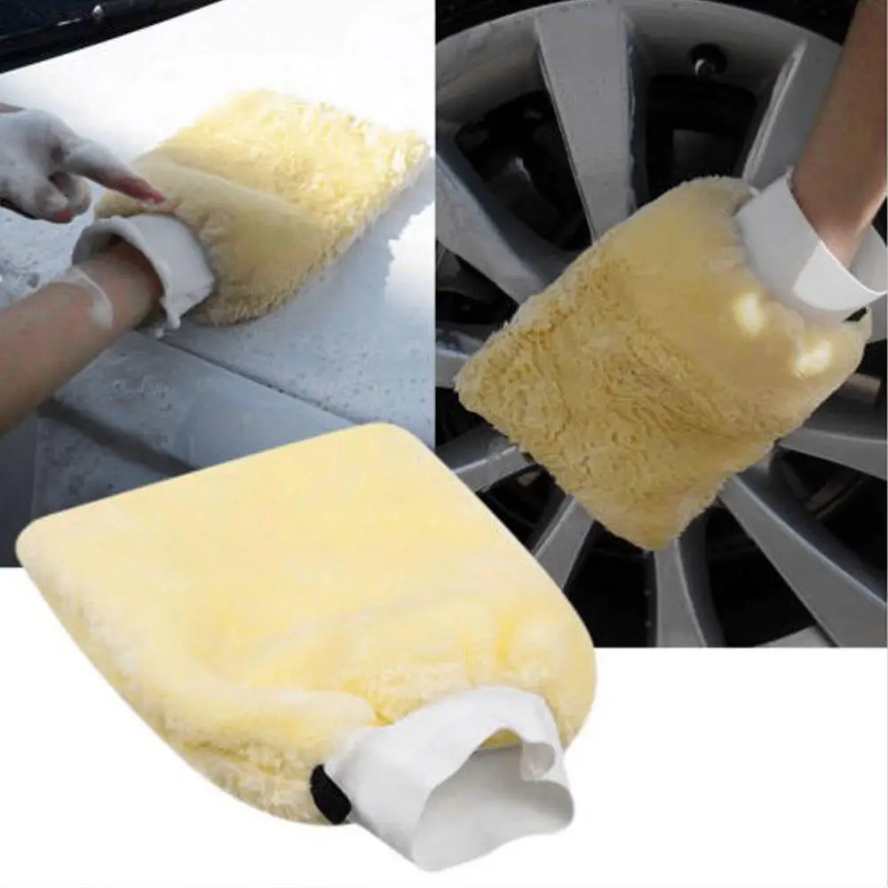 24*16cm Double Side Polishing Mitts Buffing Car Cleaning Wash Glove Top Quality Plush Car Care Cleaning Motorcycle Washer