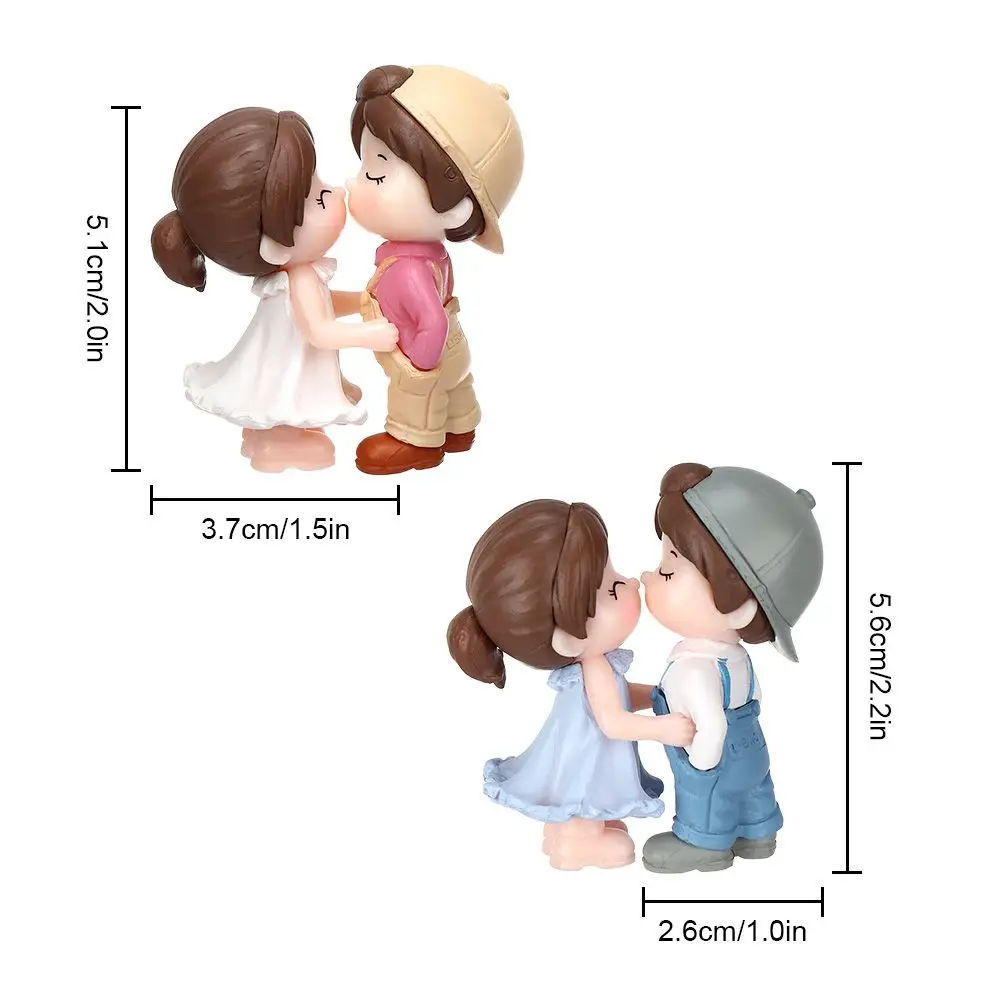 2pcs/pair Cute Lovers Ornaments Sweet Dance Couple Figurines Miniature Craft Decoration Fairy Garden Decor Home Wedding
