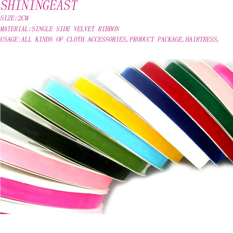 

10m/lot 2cm single side velvet flocking ribbon trim fabric for clothing accessories headwear butterfly package diy craft2045