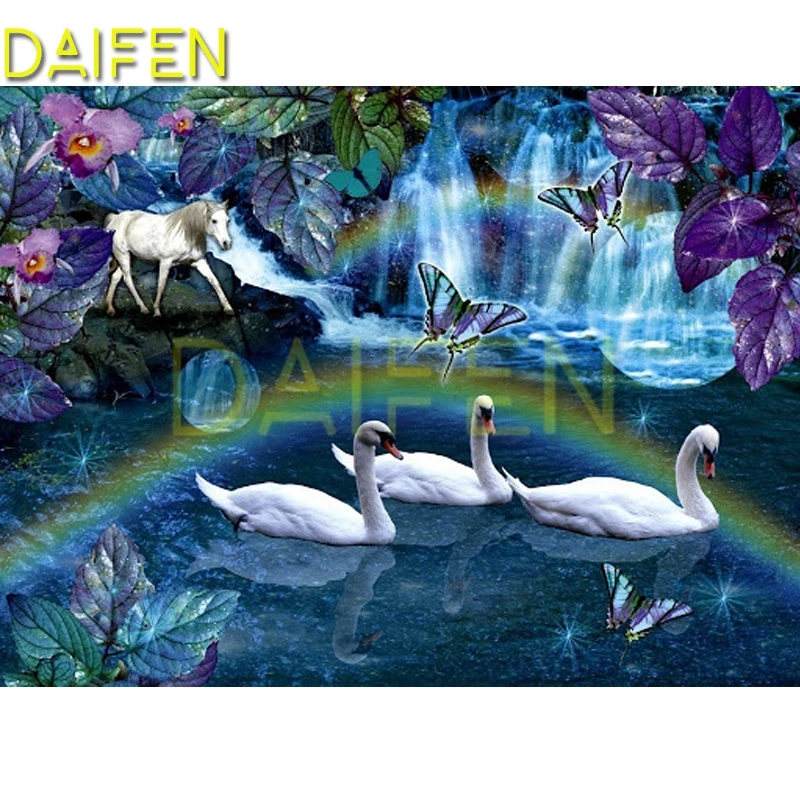 Full Round Diamond painting Cross stitch Lake Moon Fall DIY Diamond embroidery Full Square Diamond mosaic Swan Butterfly Unicorn