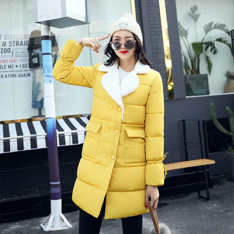 

Fashion Women Lamb 2020 Wool Parkas Winter Coat Female Slim Cotton Down Jackets Casula Parka Mujer Casaco Inverno WXF206