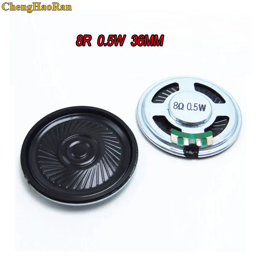 ChengHaoRan 1PCS 0.5W 8R Loudspeaker 36MM 8 Ohms 5W Mini Round Speaker Diameter Thickness 4.8MM Small Horn Doorbell Speaker 8Ohm