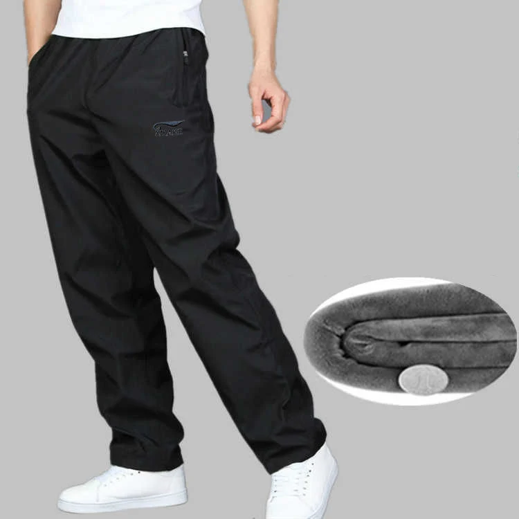 Men's Sweatpant Trousers Autumn Winter Plus Velvet Warm Pants Quick-drying Loose Straight Winter Wear-resistant Waterproof Pant