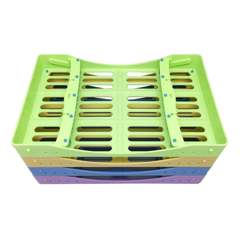 Dental Instrument Box 10pcs Dental Holders Box Sterilization Box 135℃ Autoclavable Colorful Dental Disinfection Box