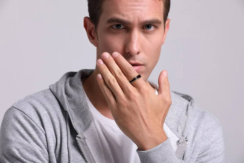 5mm Wide Gold Line Tungsten Steel Ring Men's Wedding Jewelry Tungsten Carbide Rings