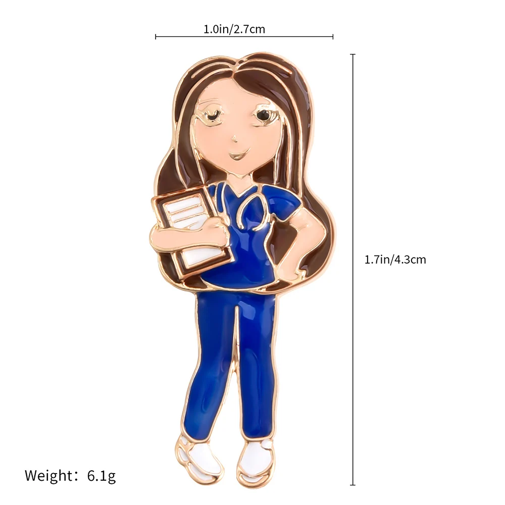 Harong Beautiful Nurse Shape Brooch Pin Doctor Medical Hospital Lapel Pins Uniform Backpack Cartoon Badge Women Brooches Jewelry