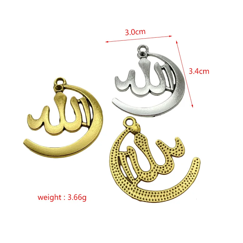 

60pcs Metal Two-color Allah Charm Pendant For DIY Bracelet, Necklace, Earring Connection Accessories Making Wholesale Zinc Alloy