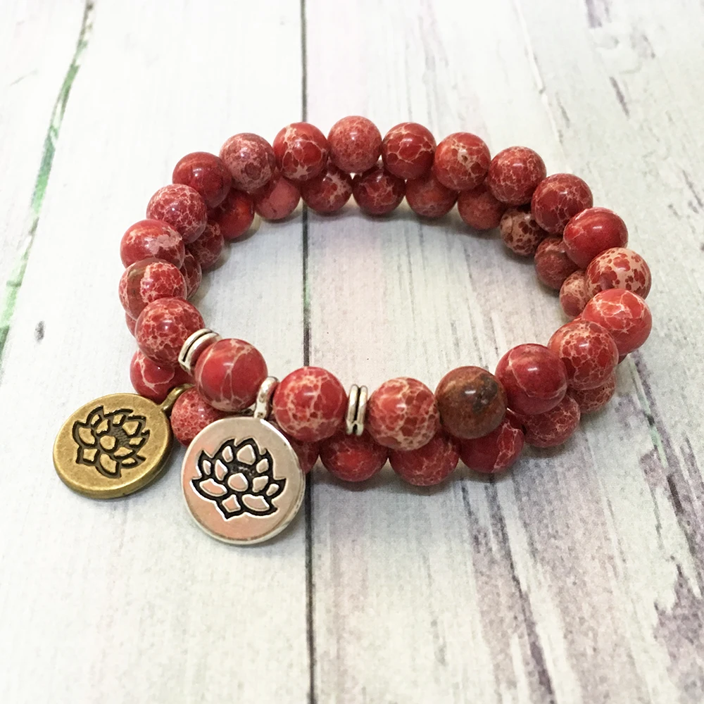 MG0564 Pulsera de jaspe Regalita roja Natural para mujer, pulsera de Yoga Mala de alta calidad, pulsera espiritual, joyería energética potente