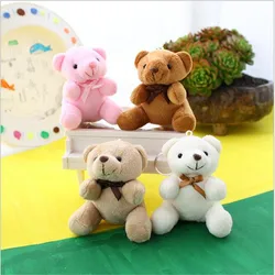 1 pçs mini urso de pelúcia brinquedos pequeno pingente bonito bowknot cor sólida ursos boneca macio brinquedo de pelúcia para crianças meninas presente 10cm